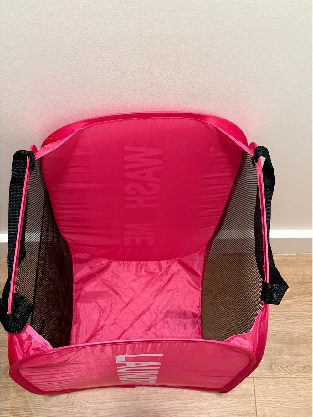 Pop-up Collapsible Pink Travel Laundry Hamper with Handles
